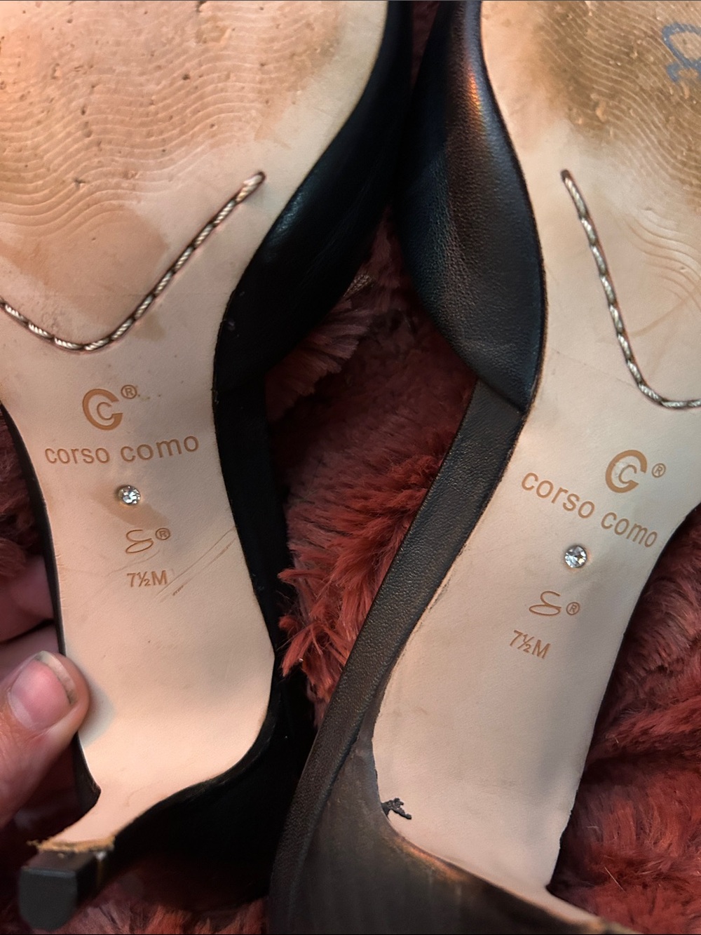 Corso Como Black Slide Mules with Tan Insole - Picture 8 of 8